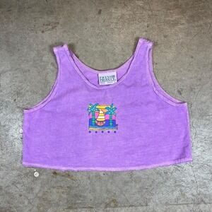 Vintage 90s Purple cropped tank top with a fun beachy vibe